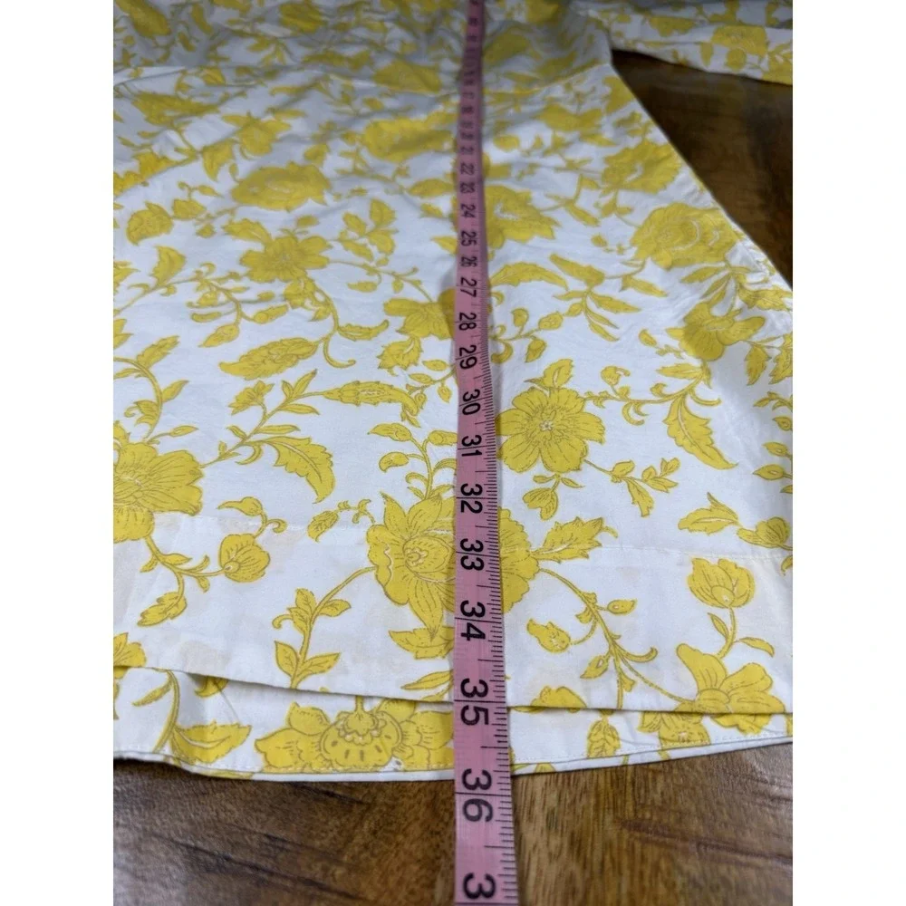 LOFT NWT Floral Cotton Mini Dress Yellow White Puff Sleeve Size 12 Cottagecore